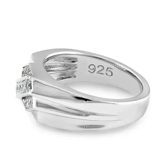 Sterling Silver Men's CZ Ring New